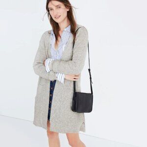Madewell Cardigan Sweater Womens Small Heather Fog Wool Alpaca Wafflestitch Luxe